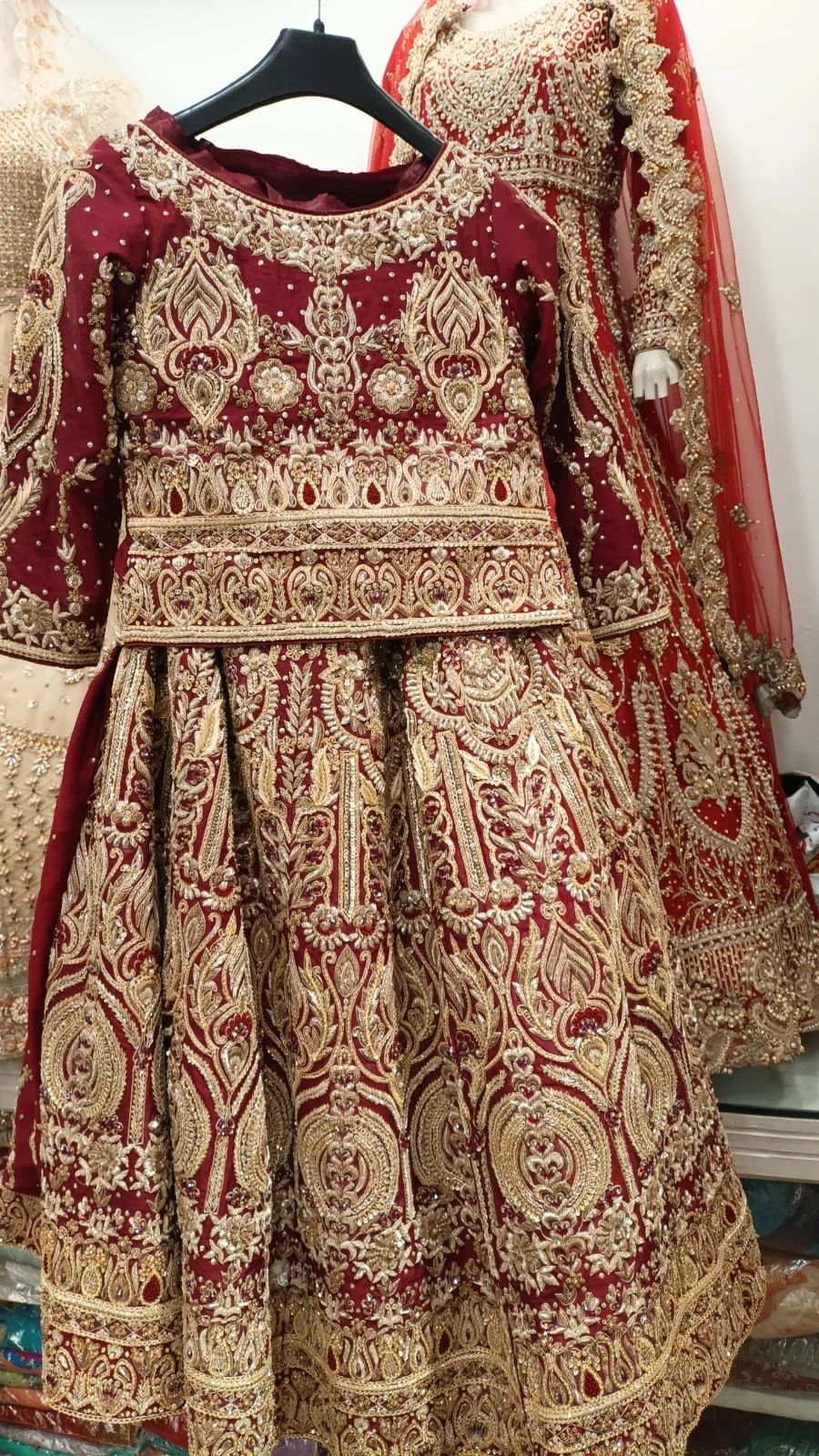 Mehroon Bridal Dress Inspired by Mohsin Sons